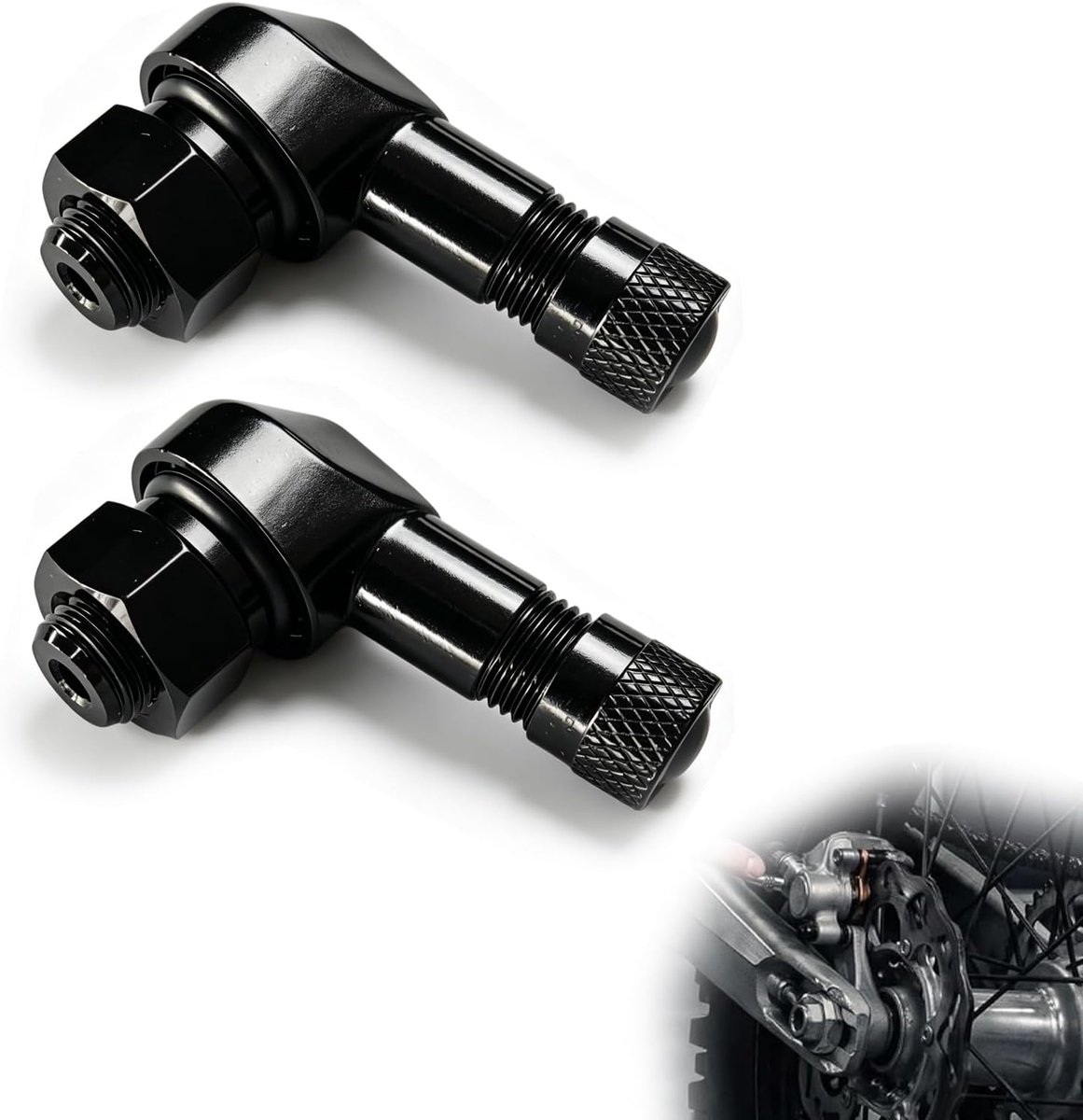 2 stuks hoekventiel motorfiets aluminium hoekventiel 90 graden bandenventiel M8 zwart luchtventiel metalen ventiel rechte uitvoering voor motorfiets scooter e-bike 8,3 mm velggat