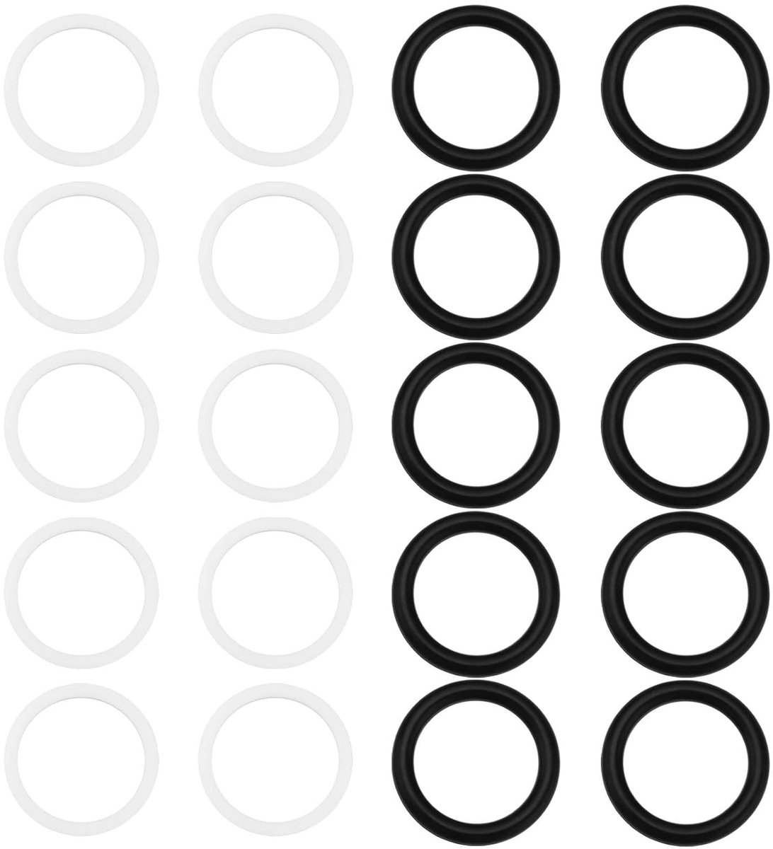 20 stks Quick Release Hydraulische Koppeling Rubber O-ring Afdichting Pakking 27x20x3.5mm en 24.8x20.6x1.3mm Compatibel met BG3 Plug Tractor, Zwart en Wit