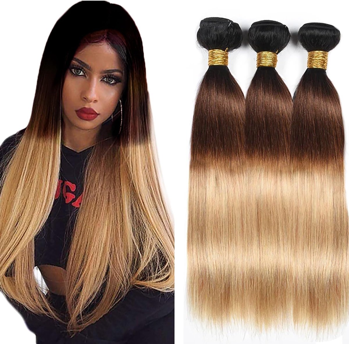 26 28 30 Inch Peruik Dames Bundles Human Hiar Unprocessed Brazilian Virgin Straight Human Hair Extensions 1b427 Ombre Brown Mensliches Haar Bundle With Minimal Shedding For Women