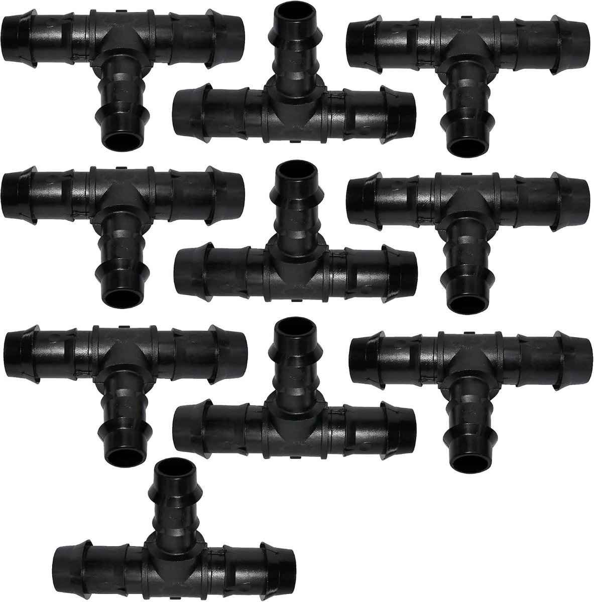 - C48713 - Set van 10 armaturen/verdelers/adapters in T Ø20x16x20mm voor druppeltuinslang - wigverbinding in T voor irrigatiesysteem