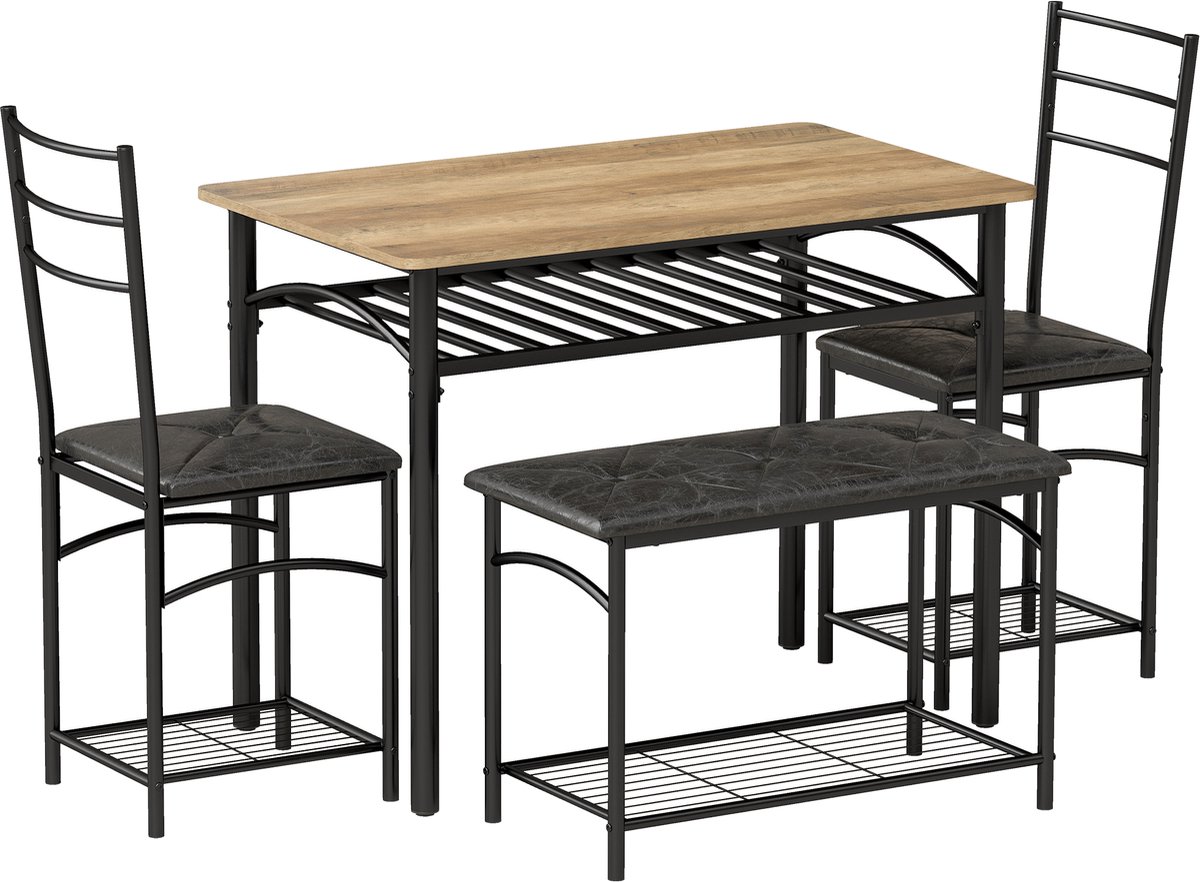 Bartafel met barstoelen - Krukken Set - Bistro Ensemble - Eetcombinatie - Feestmeubilair - Verzamelsuite - Entertainment Kit - Bruin+Zwart