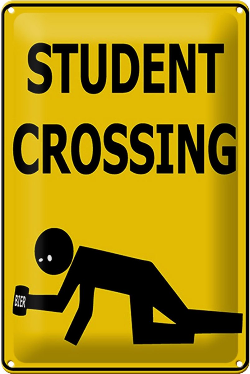 Blechschild Spruch 20x30cm student crossing Bier
