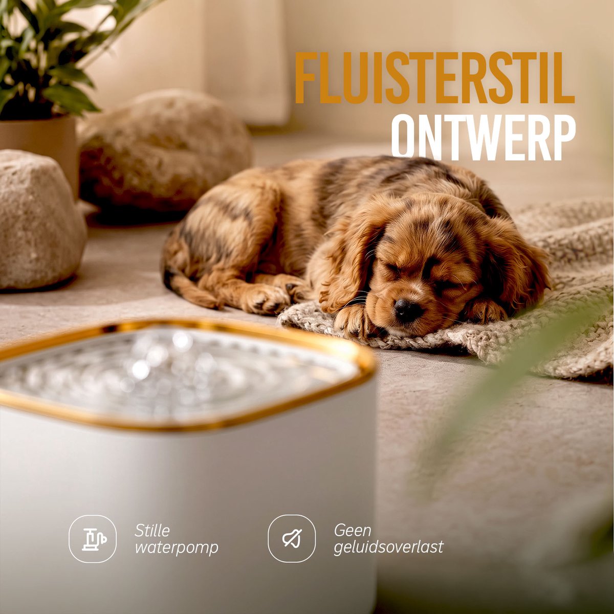 ZoeZo Drinkfontein Kat en Hond - Waterfontein - Kattenfontein - Waterdispenser - Waterbak - Automatisch - Met Filter - 3L - Fluisterstil - Wit en Goud thumbnail 4