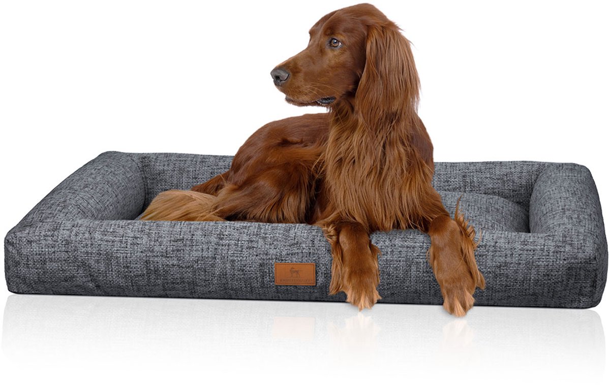 Knuffelwuff box hondenbed Nivaro van zacht weefsel XL 101 x 72cm Donkergrijs