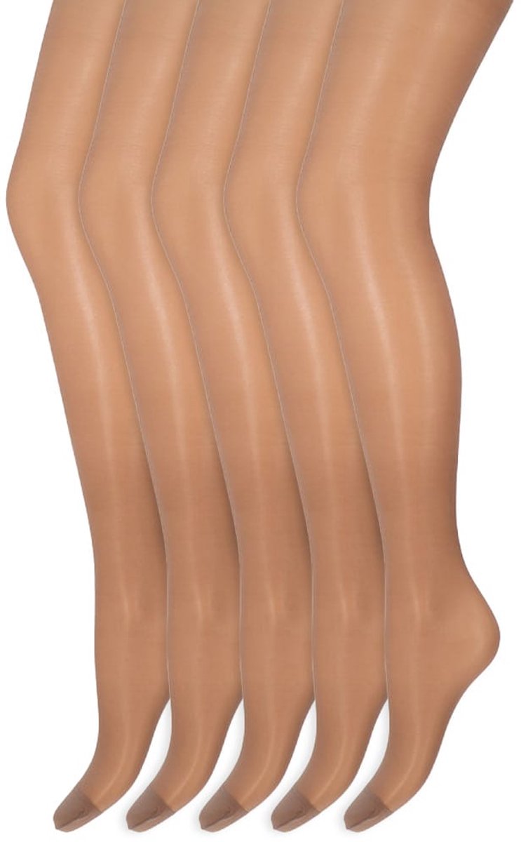 Zijdeglans Panty | Transparant van teen tot taille | 15 Denier | Merk: Marianne | Maat: S t/m XXXL | Kleur: Muscat | 5 Paar