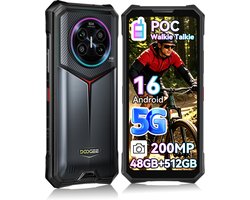 Robuuste Smartphone - DOOGEE V50 - 5G LET - 6,78" - 48GB RAM - 512GB ROM - 11000 mAh 66W - Android 16 - 200MP hoofdcamera met groothoeklens en macrolens - Bluetooth Walkie Talkie, POC - NFC GPS - Zwart