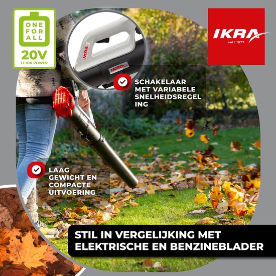 IKRA accu-axiale bladblazer ICB 20, licht en compact, incl. 2 x 20V accus (2,0 Ah) en snellader van IKRA — afbeelding 2
