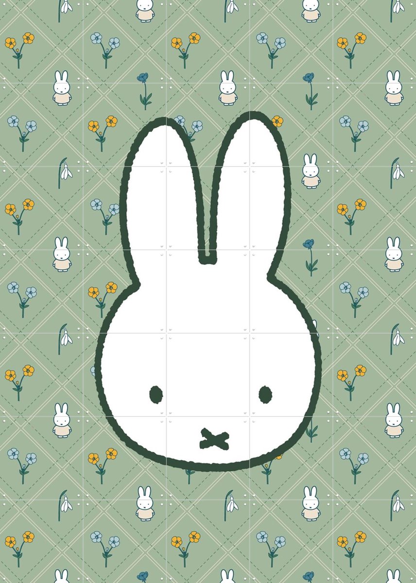 IXXI Nijntje met Bloemenpatroon, Nijntje - 100 x 140 cm - Gratis ophangtool - Grote wanddecoratie en posters - Fantasierijk, Kleurrijk, Illustraties