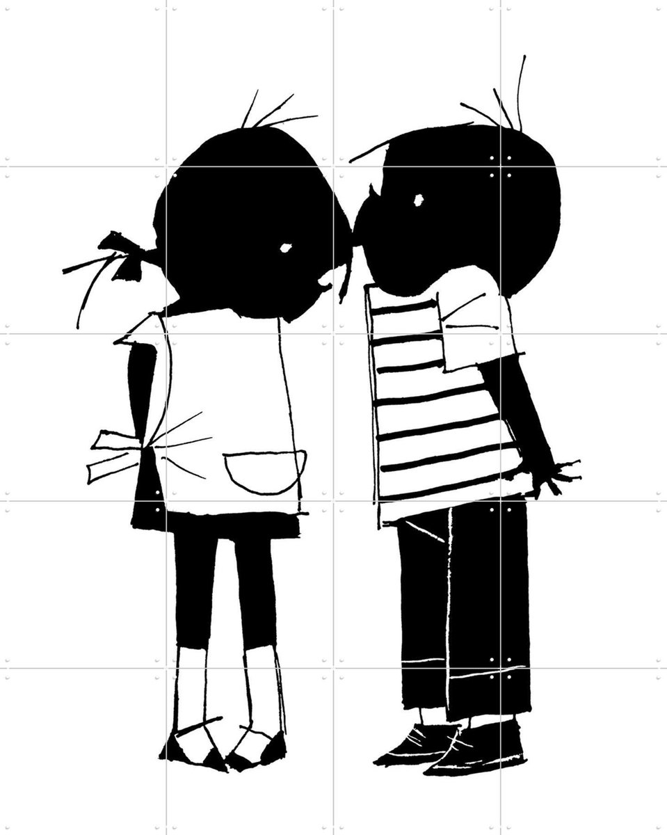 IXXI Een Kusje, Fiep Westendorp - 80 x 100 cm - Gratis ophangtool - Grote wanddecoratie en posters - Speels, Tekeningen, Fantasierijk, Kinderkamer