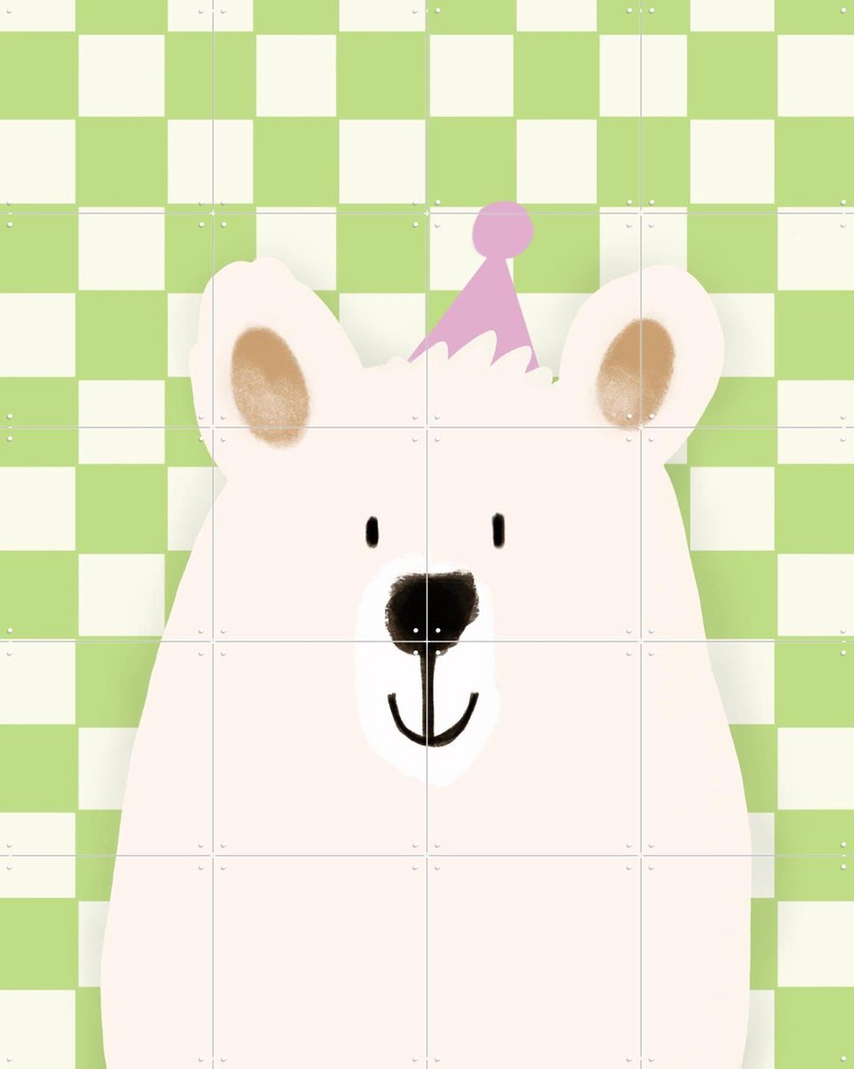 IXXI Ijsbeer, Stadse Spruiten | door Miek illustreert - 80 x 100 cm - Gratis ophangtool - Grote wanddecoratie en posters - Illustraties, Cartoonesk
