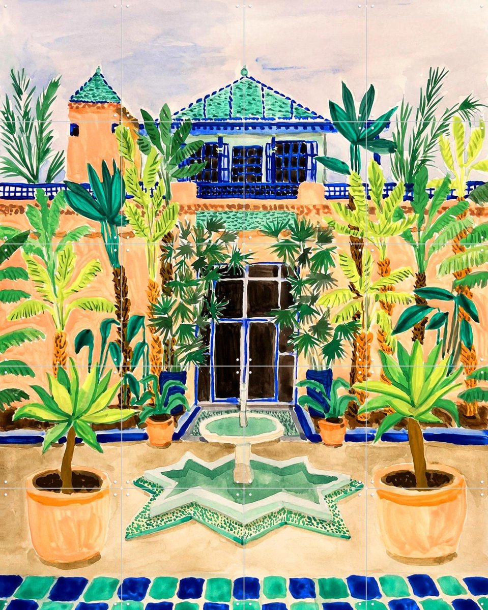 IXXI Jardin Majorelle, Palmartprints - 80 x 100 cm - Gratis ophangtool - Grote wanddecoratie en posters - Illustraties, Speels, Kleurrijk