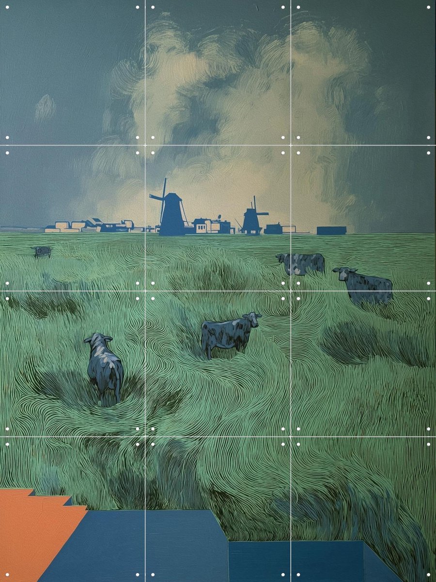 IXXI Polder 3, Artclaud - 60 x 80 cm - Gratis ophangtool - Grote wanddecoratie en posters - Realisme, Kleurrijk, Modern, Studeerkamer, Woonkamer