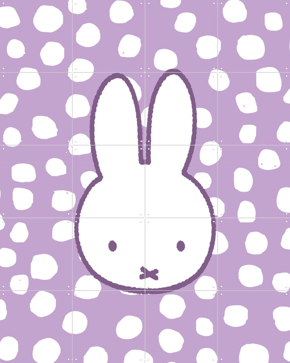 IXXI Nijntje Paars met Stippen, Nijntje - 80 x 100 cm - Gratis ophangtool - Grote wanddecoratie en posters - Illustraties, Speels, Cartoonesk