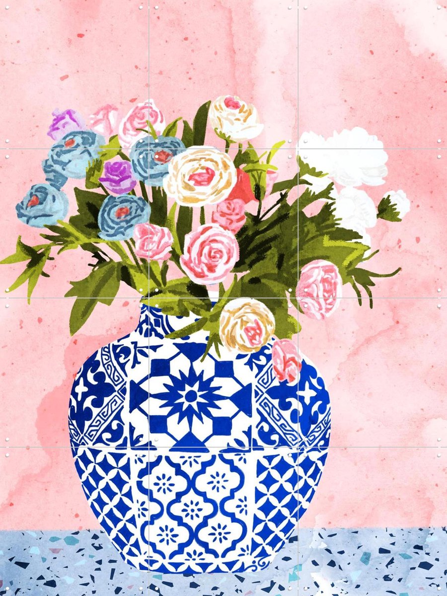 IXXI Ceramic Planter, Uma Gokhale & Various - 60 x 80 cm - Gratis ophangtool - Grote wanddecoratie en posters - Speels, Woonkamer, Slaapkamer
