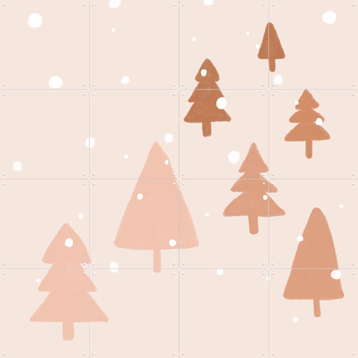 IXXI Pastel Winter Trees, Orara Studio & Various - 80 x 80 cm - Gratis ophangtool - Grote wanddecoratie en posters - Modern, Digitale Kunst