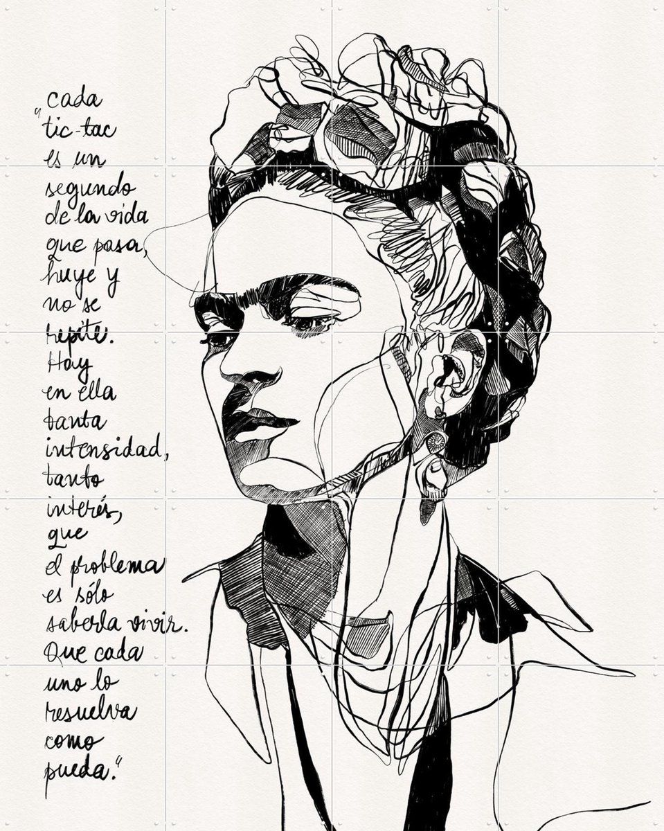IXXI Frida - Inspirational Quote, CATS AND DOTZ & Various - 80 x 100 cm - Gratis ophangtool - Grote wanddecoratie en posters - Tekeningen, Line art