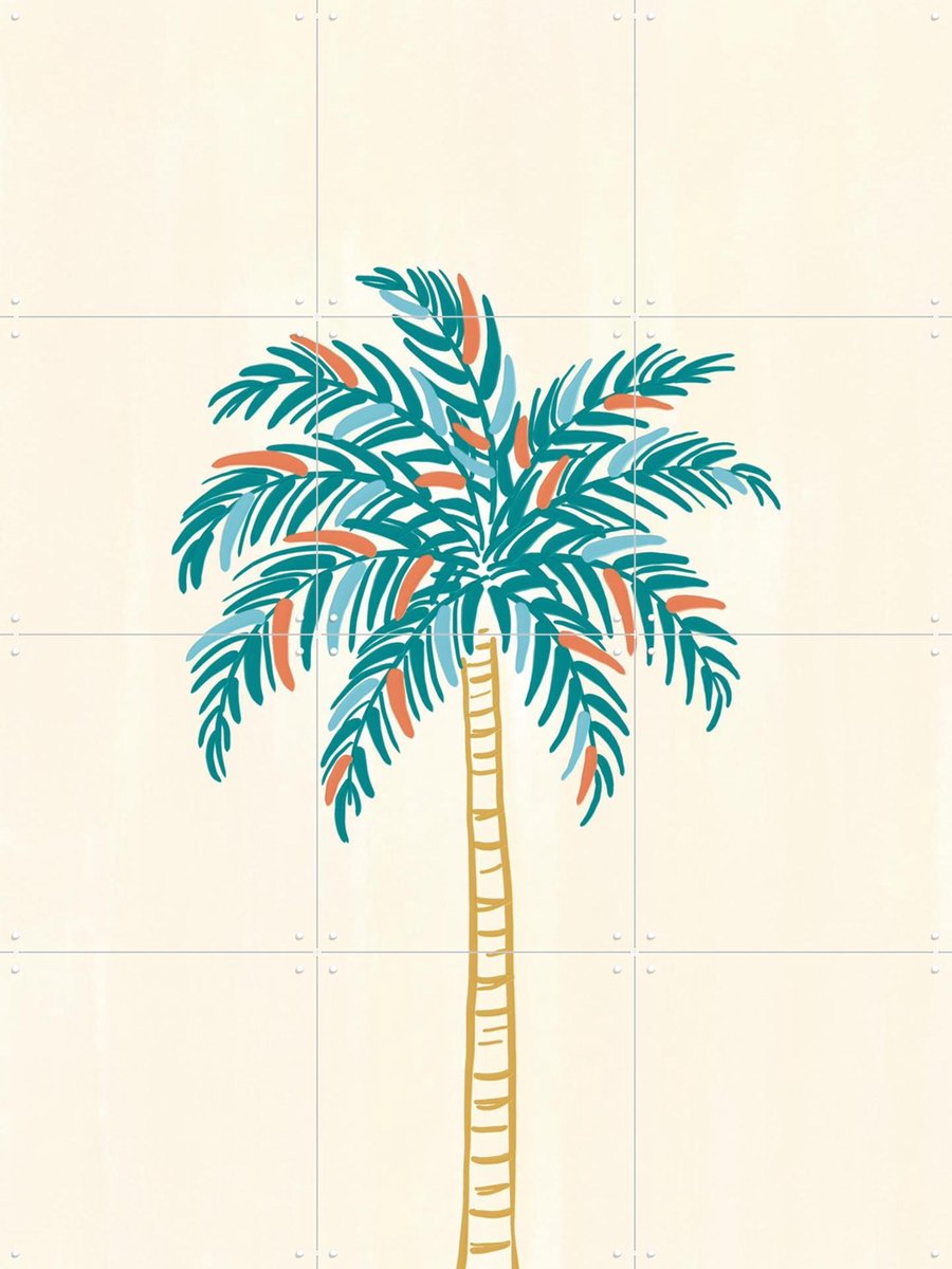 IXXI Palm Tree, Rio Soley & Various - 60 x 80 cm - Gratis ophangtool - Grote wanddecoratie en posters - Line art, Kleurrijk, Abstract, Woonkamer