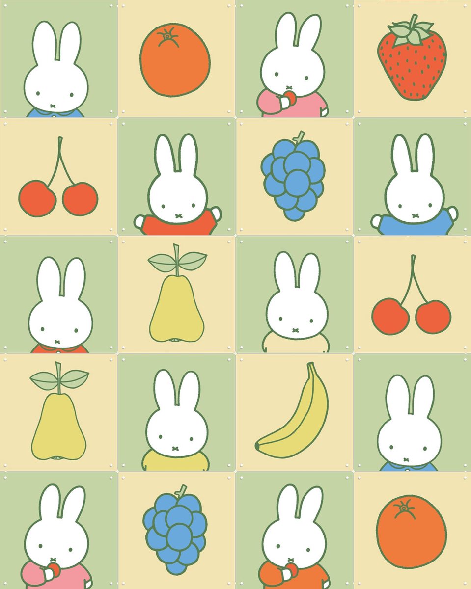 IXXI Nijntje Fruit Collagebox, Nijntje - 80 x 100 cm - Gratis ophangtool - Grote wanddecoratie en posters - Cartoonesk, Speels, Kinderkamer