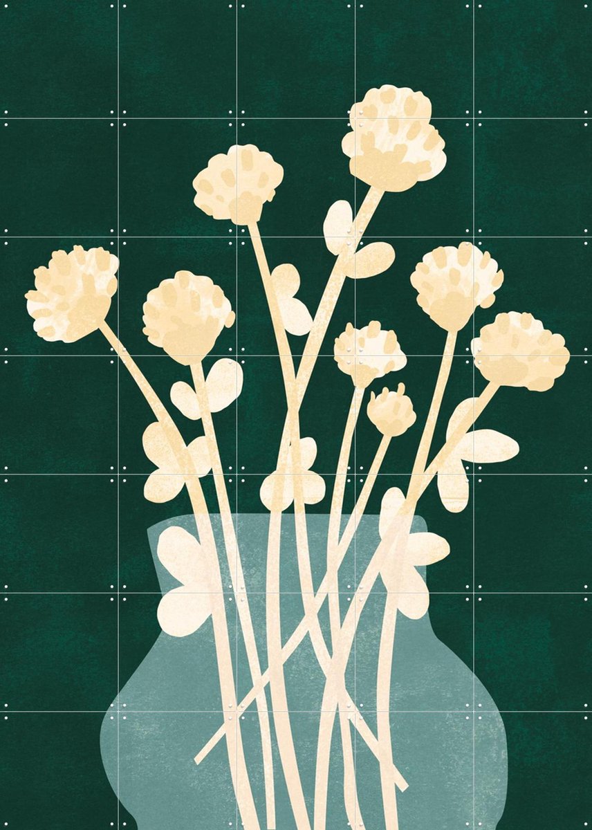 IXXI Dried flowers, Lotte Dirks - 100 x 140 cm - Gratis ophangtool - Grote wanddecoratie en posters - Speels, Illustraties, Abstract, Modern