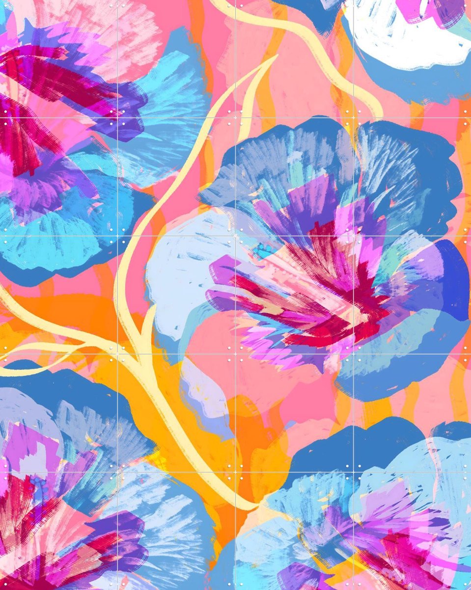 IXXI When Flowers Dream, Uma Gokhale & Various - 80 x 100 cm - Gratis ophangtool - Grote wanddecoratie en posters - Digitale Kunst, Kleurrijk