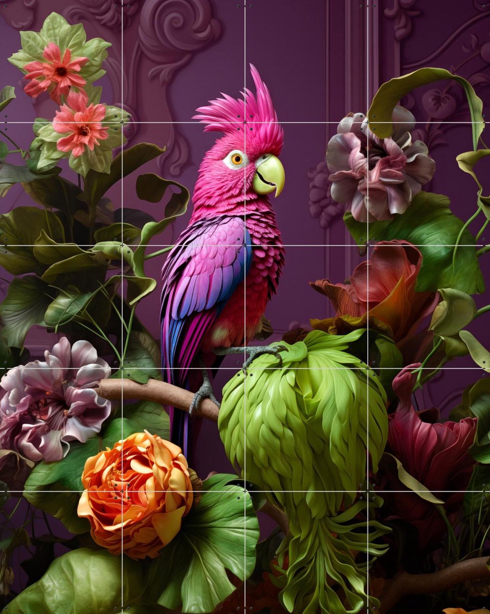 IXXI Bird, OTTI - 80 x 100 cm - Gratis ophangtool - Grote wanddecoratie en posters - Digitale Kunst, Fantasierijk, Modern, Geometrische Kunst, Speels