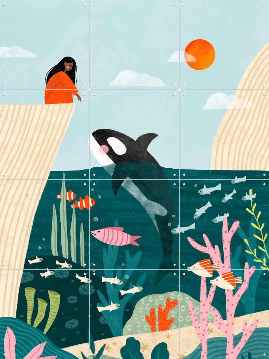 IXXI Bea Muller Underwater Scene, Bea Müller & Various - 60 x 80 cm - Gratis ophangtool - Grote wanddecoratie en posters - Modern, Kleurrijk