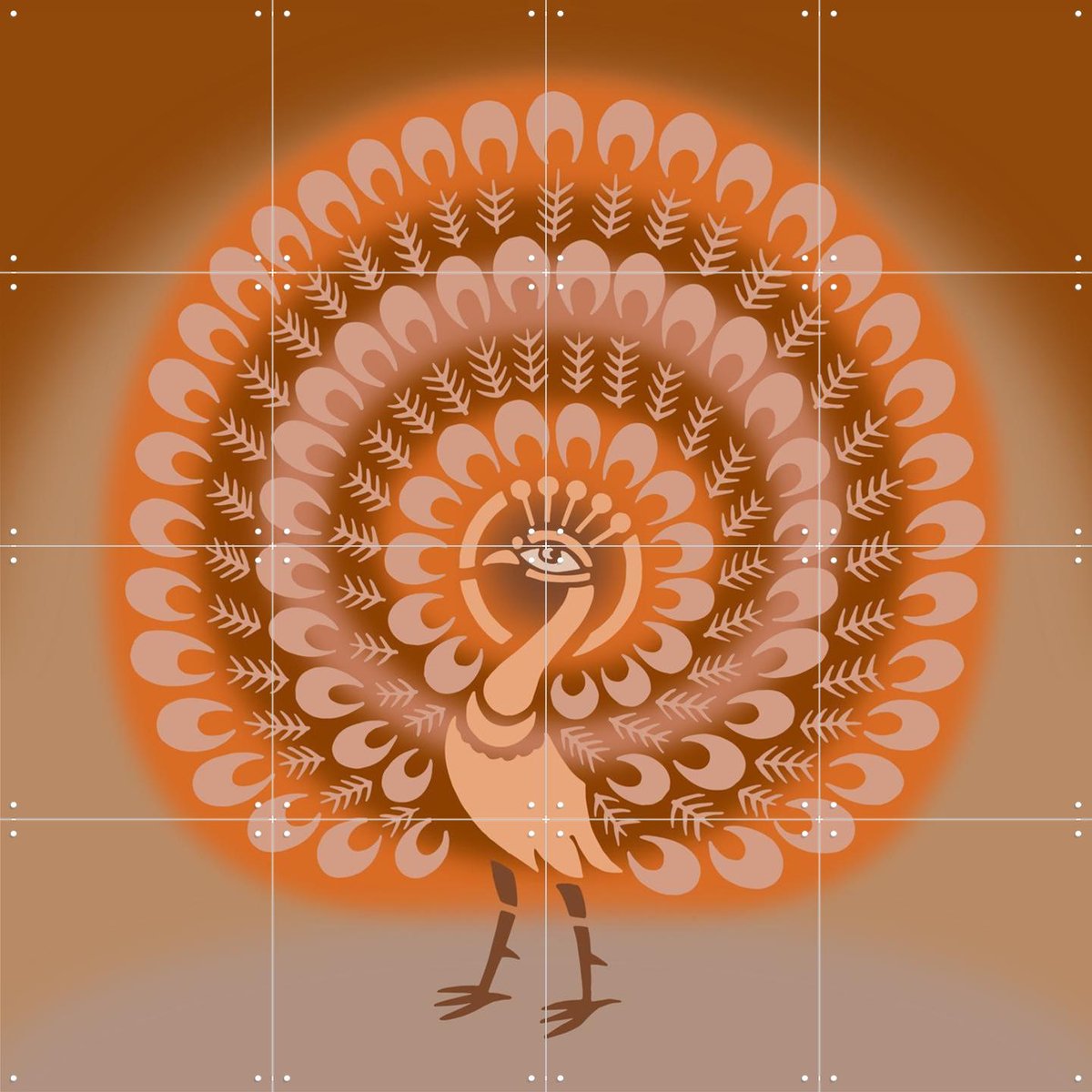 IXXI Peacock, Alejandro B. Canoy - 80 x 80 cm - Gratis ophangtool - Grote wanddecoratie en posters Trap, Woonkamer, Natuur