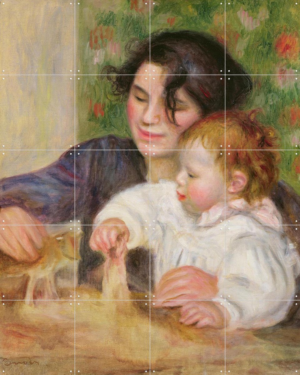 IXXI Gabrielle and Jean, Pierre-Auguste Renoir & Bridgeman Images - 80 x 100 cm - Gratis ophangtool - Grote wanddecoratie en posters - Kwaststreken