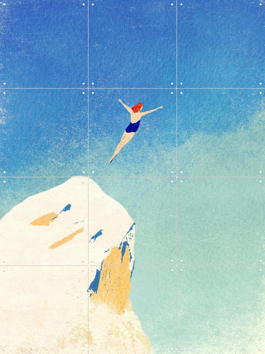 IXXI Flying, Henry Rivers - 60 x 80 cm - Gratis ophangtool - Grote wanddecoratie en posters - Digitale Kunst, Kleurrijk, Illustraties, Speels