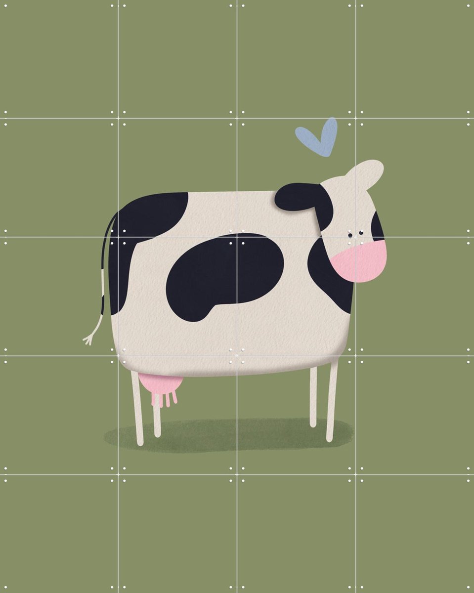 IXXI Koe, Alijt - 80 x 100 cm - Gratis ophangtool - Grote wanddecoratie en posters - Fantasierijk, Speels, Cartoonesk, Kleurrijk, Minimalisme