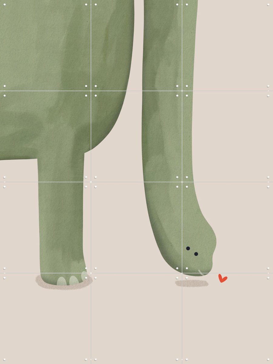 IXXI Dino Groen, Alijt - 60 x 80 cm - Gratis ophangtool - Grote wanddecoratie en posters - Speels, Illustraties, Kleurrijk, Cartoonesk, Fantasierijk