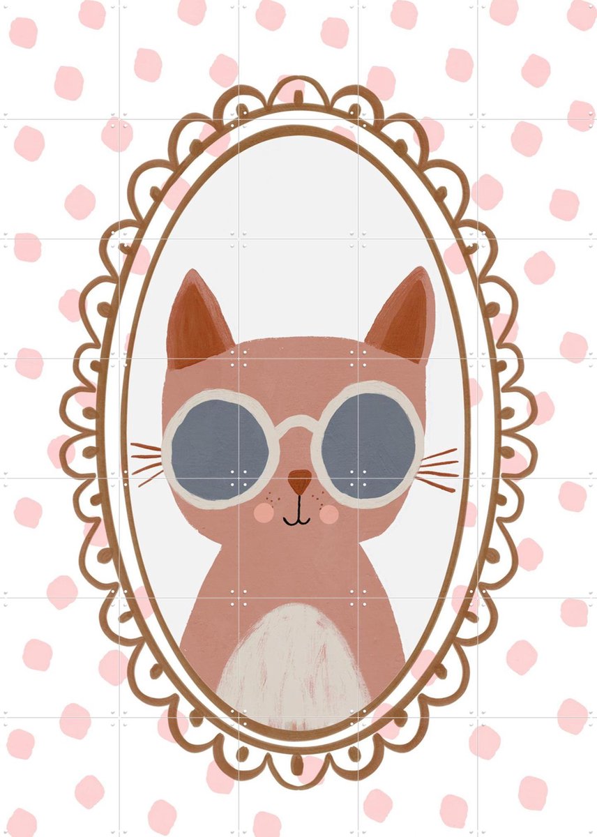 IXXI Cool Cat, Treechild & Various - 100 x 140 cm - Gratis ophangtool - Grote wanddecoratie en posters - Kleurrijk, Cartoonesk, Speels, Geometrische