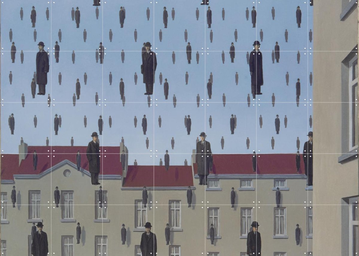 IXXI Golconde (1953), Magritte & Standaard Uitgeverij - 140 x 100 cm - Gratis ophangtool - Grote wanddecoratie en posters - Line art, Speels