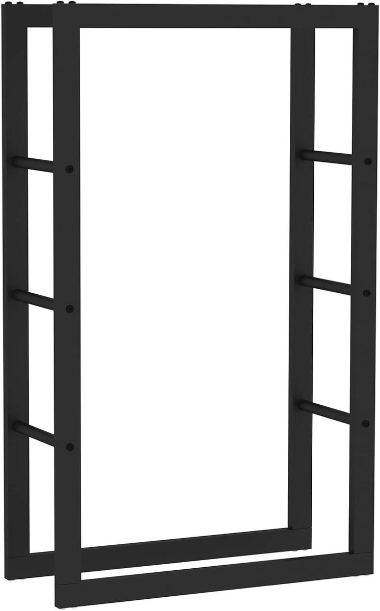 Brandhoutrek - Houtopslag Rek - Haardhout Opslaan - Gepoedercoat Metaal - 100x25x60 cm - Zwart