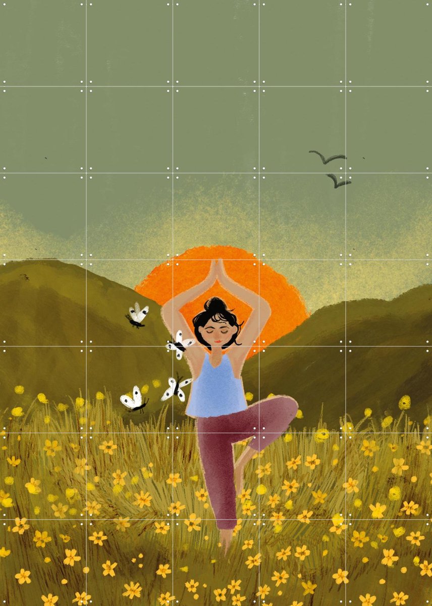 IXXI Zen, Esther Sepers - 100 x 140 cm - Gratis ophangtool - Grote wanddecoratie en posters - Modern, Illustraties, Kleurrijk, Gang, Studeerkamer