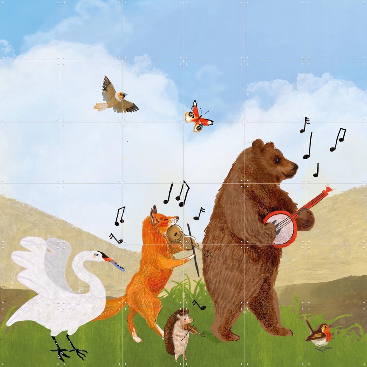 IXXI Feest, Esther Sepers - 120 x 120 cm - Gratis ophangtool - Grote wanddecoratie en posters - Illustraties, Fantasierijk, Naturalisme, Kleurrijk