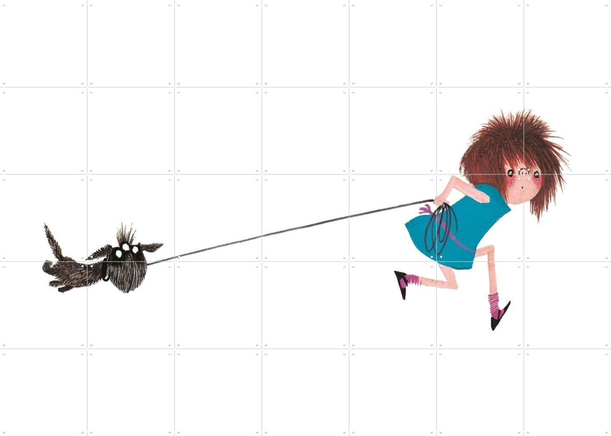 IXXI Hondenstreken 2, Fiep Westendorp - 140 x 100 cm - Gratis ophangtool - Grote wanddecoratie en posters - Speels, Tekeningen, Kinderkamer, Kinderen