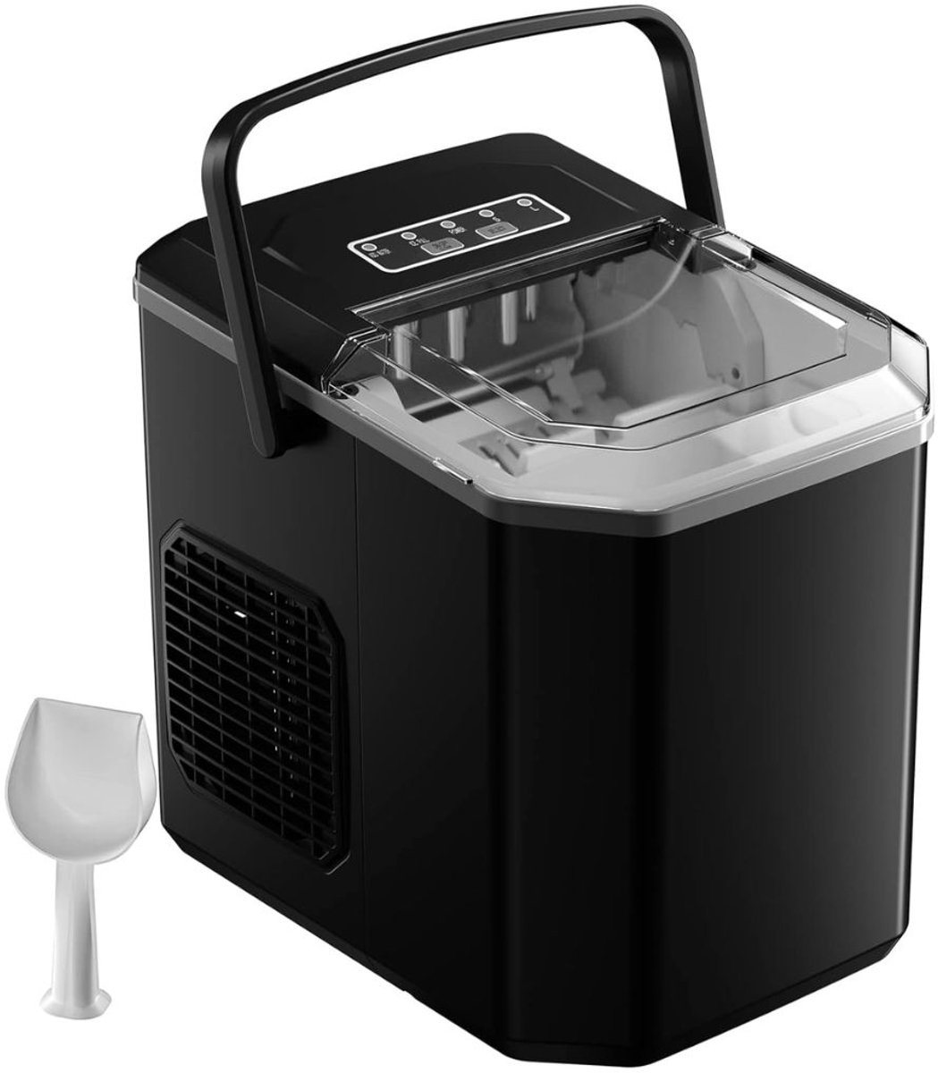 LNMsolutions® Ijsblokjesmachine - Ijsblokjesmakers - Ijsblokjesmachine met Schep - Zwart - 22cm x 30cm x 29cm