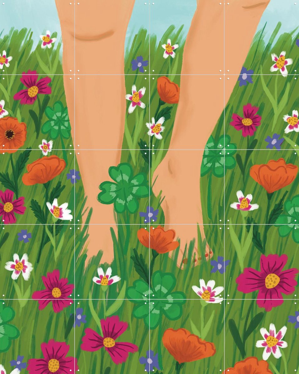 IXXI Blote Voeten, Kirsten Blom Art & Illustration - 80 x 100 cm - Gratis ophangtool - Grote wanddecoratie en posters - Speels, Illustraties