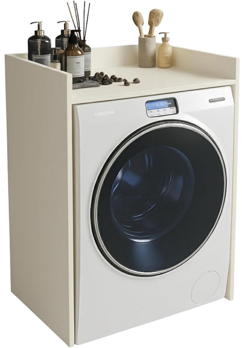 JCP® Wasmachine Ombouw - Wasmachine Meubel - Wasmachine Kast - Beige - 62cm x 66cm x 97cm