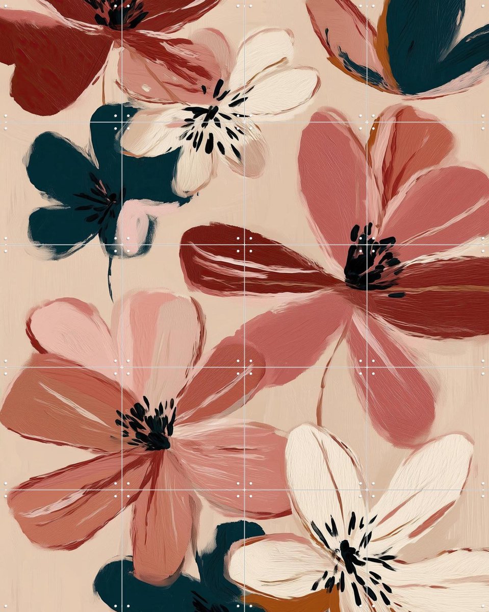 IXXI Blush and Wine Blossoms 2, Branka Kodžoman - 80 x 100 cm - Gratis ophangtool - Grote wanddecoratie en posters - Schilderijen, Kwaststreken