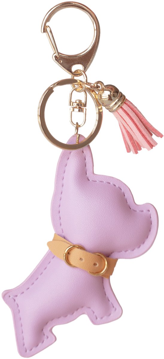 West Highland Terrier Sleutelhanger Lila - Bag Charm - Kunstleren Tas Hanger - Sleutelhanger met Kwastje