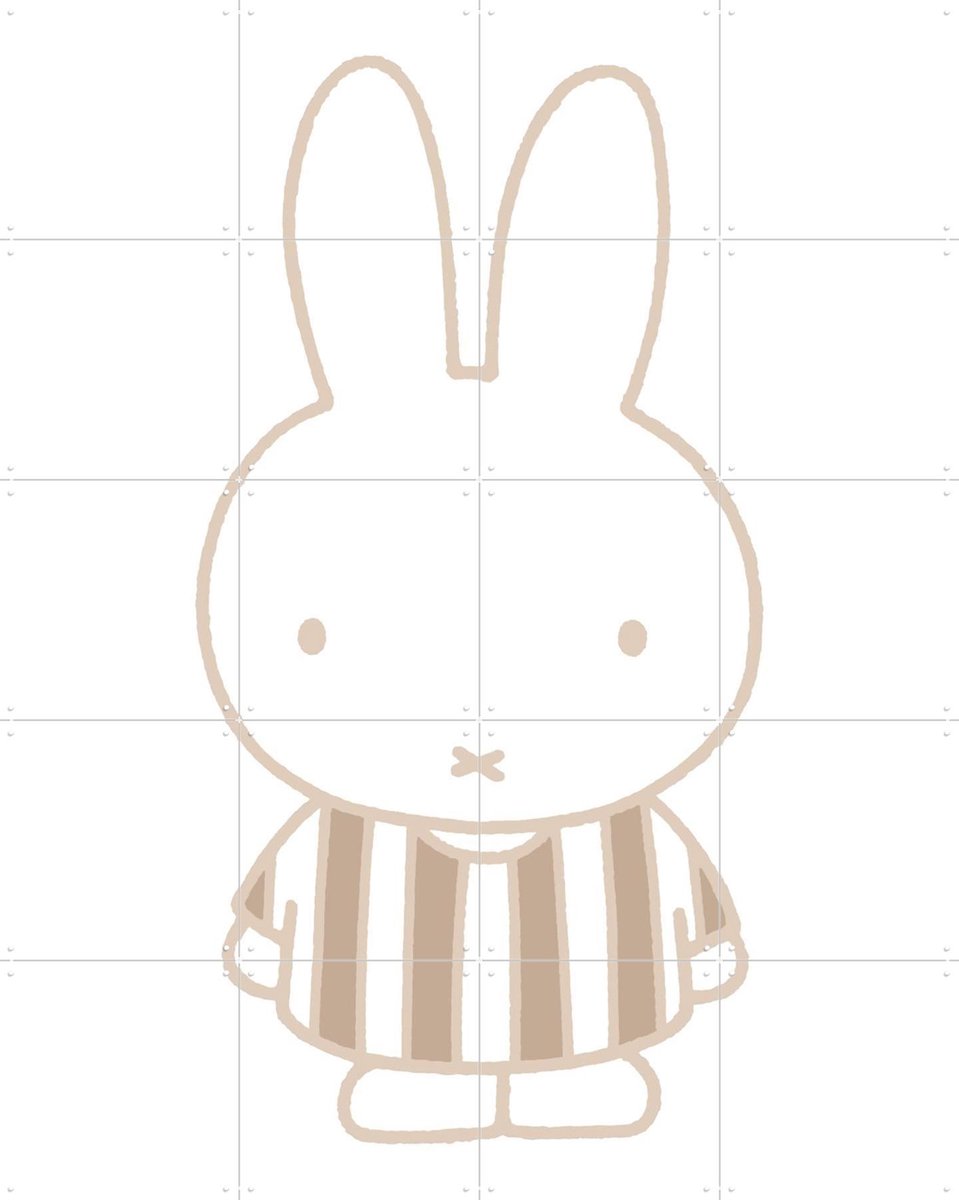 IXXI Nijntje Gestreepte Jurk - Beige, Nijntje - 80 x 100 cm - Gratis ophangtool - Grote wanddecoratie en posters - Illustraties, Cartoonesk