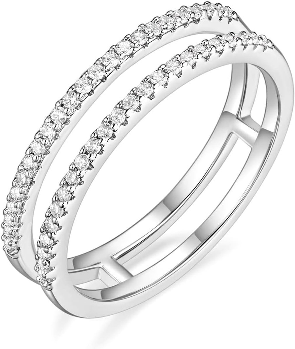 Ringen dames Eternity zirkonia halve eeuwigheidsringen dubbele band verlovingsring trouwringen partnerring, messing