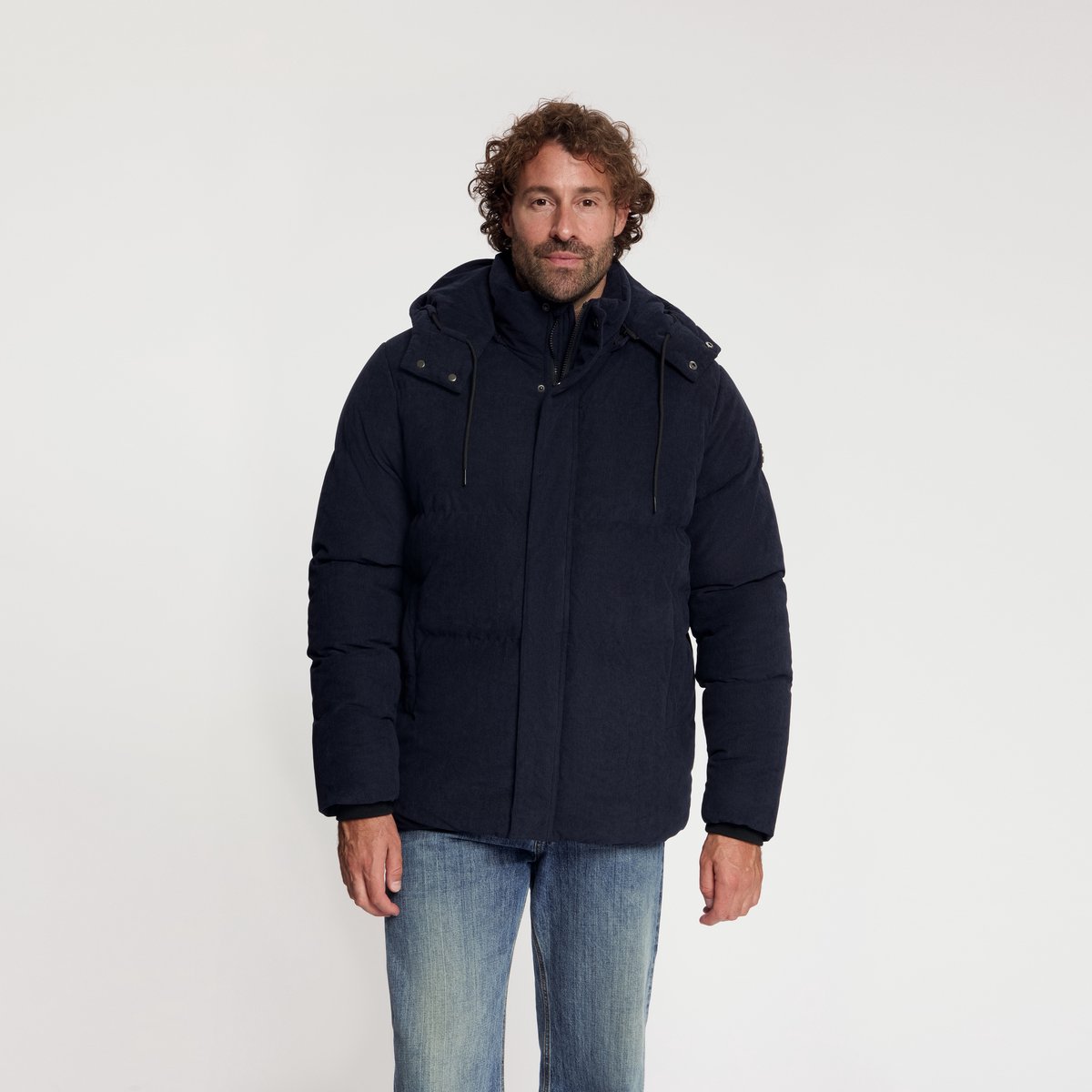 Travelin’ Ulf Heren Puffer winterjas Corduroy Blauw