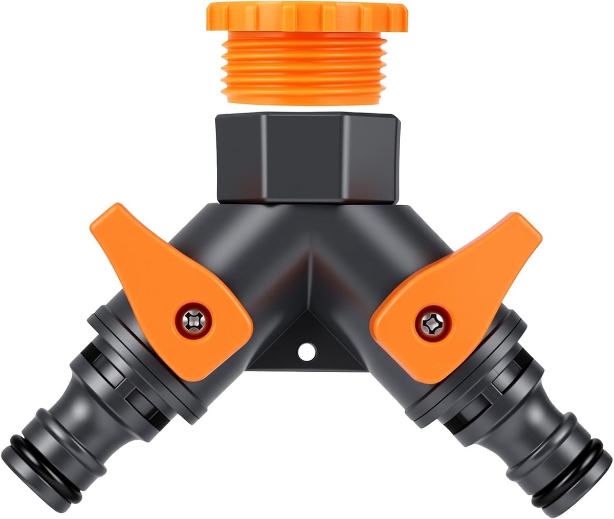 SnelShoppen - Tuinslang Splitter Y Waterkraan Splitter met Individuele Aan/Uit, 2-Weg met 1/2" naar 3/4" Adapter, Buiten Kraan Splitter voor Tuin, Bui
