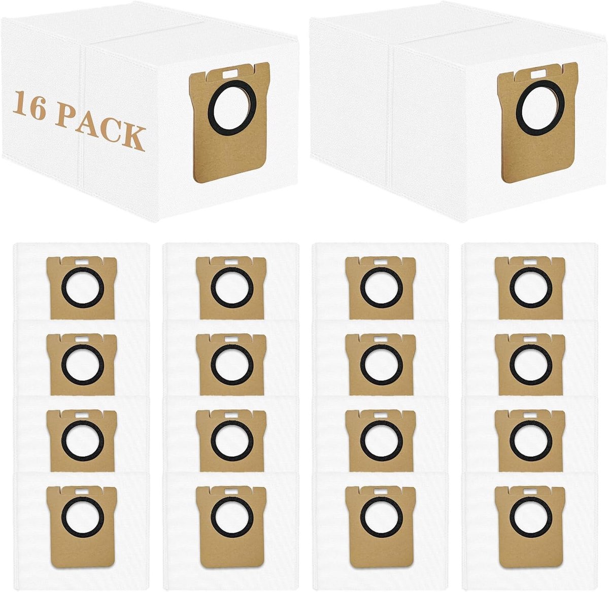 Zakken met grote inhoud | 16 stuks stofzuigerzakken, compatibel met Dreame L10s Ultra/L10 Ultra/L20 Ultra/S10 PLUS/S10 Pro Plus/S10 PRO/S20 PRO/X10