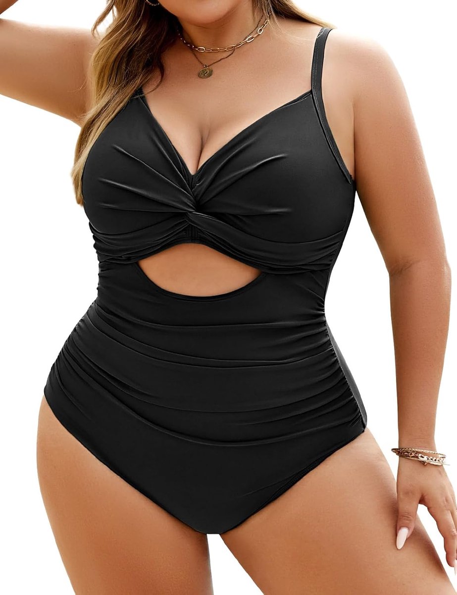 heekpek Badpak Dames Buikweg Grote Maten Eendelig Badpak Grote Bovenwijdte V-hals Ruches Badmode Plus Size Badkleding