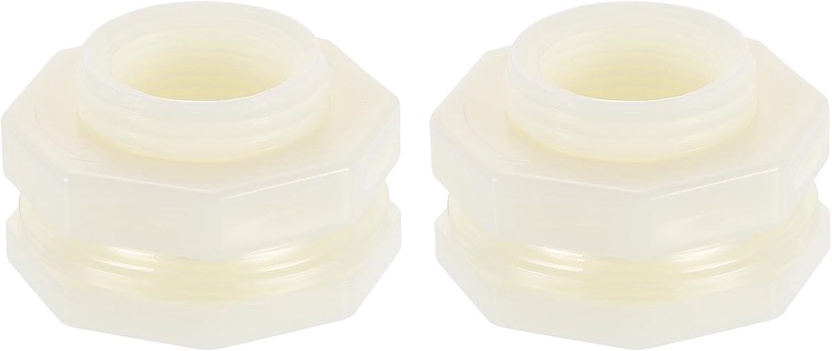 2 stuks Schotschroefverbinding, DN20 25 mm ID Schotschroefverbinding voor tuinslangadapter watertank aquarium, wit