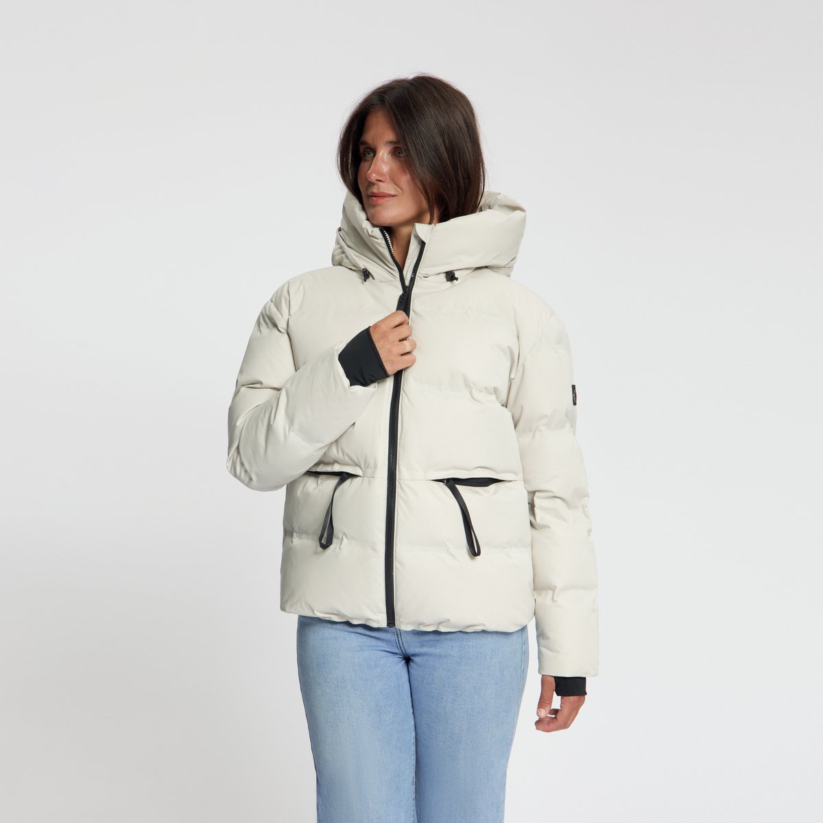 Travelin’ Oliv Dames Puffer winterjas Waterdicht Sand Creme